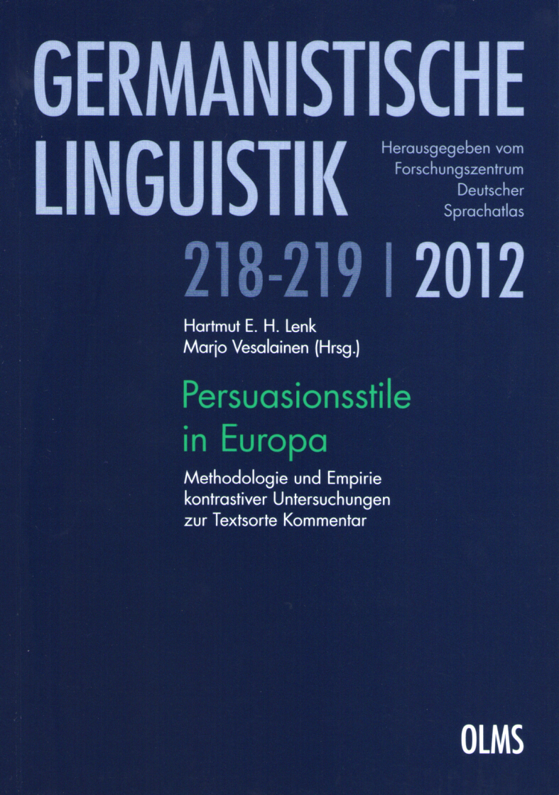 Cover Lenk/Vesalainen (Hrsg.) 2012